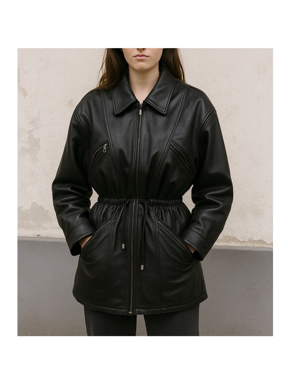Danier Vintage Leather Drawstring Waist Jacket